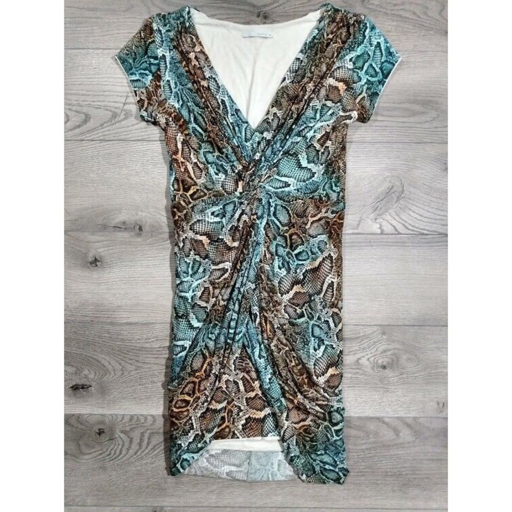 Agatha Snake Print Bodycon Dress Womens Size Medium Lined Stretch